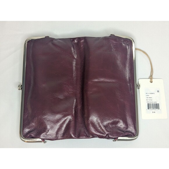 Hobo Lauren Genuine Polished Leather Clutch Wallet in Merlot,  Silver Hardware - Picture 6 of 14